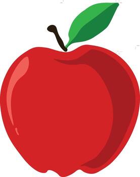 rojo manzana Fruta con verde hojas sencillo ilustración vector