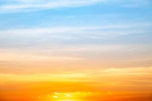 Beautiful , luxury soft gradient orange gold clouds and sunlight on the blue sky perfect for the background, take in everning,Twilight, Large size, high definition landscape photo