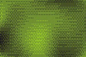Pixel pattern background with bitmap game texture. Dotted dither green and black gradient bg. Abstract geometric noisy screen tone. Retro digital wallpaper vector