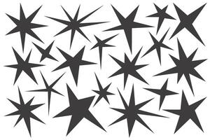 Y2k star shapes. Glyph icons of abstract sparks and shiny irregular flash burst. Blings and twinkles geometric minimal retro design elements on white background. vector
