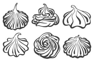 Meringue icon. Whipped cream for cake and pie desserts. Outline illustration on white background. Swirl desert, mousse foam. vector