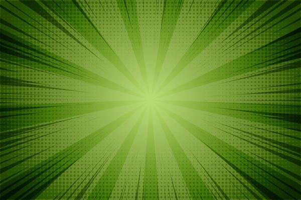 Starburst cartoon comic background. Pop art pattern with radial rays effect. Sun light green wallpaper with halftone. Abstract anime explosion. Vintage manga backdrop