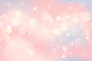 Light bokeh background. Abstract beige texture with soft glitter. Blurred pink and blue gradient with golden glow. Pastel elegant backdrop with neutral gradation for banner and invitation. vector