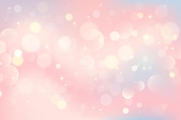 Light bokeh background. Abstract beige texture with soft glitter. Blurred pink and blue gradient with golden glow. Pastel elegant backdrop with neutral gradation for banner and invitation.