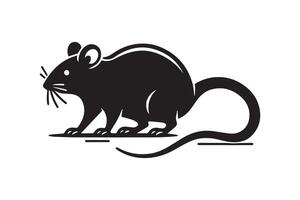 A black rat is standing on a white background vector
