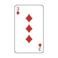 The playing card is red diamond number three. vector