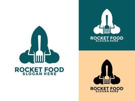Rocket combination with spoon and fork logo . Fast food delivery with rocket logo template vector