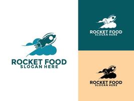 Rocket combination with spoon and fork icon logo concept. Fast food delivery with rocket logo template vector