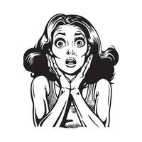 Pretty woman with surprised face expression white Illustration Image isolated on white background vector