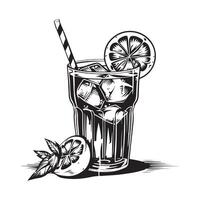 Lemonade Stock Illustrations. A glass of lemonade with pieces of lemon Images isolated on white background vector