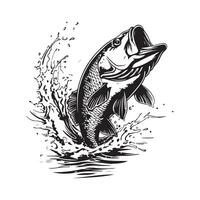 Fish jumping out of water with splashes stock image isolated on white background. vector