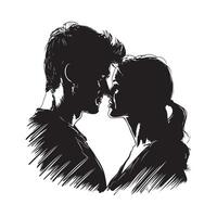 Romantic Couple Silhouette Design image isolated on white background vector
