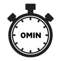 0 Minutes Timer Icon, Modern Flat Design. Clock, Stopwatch, Chronometer Showing zero Minutes Label. Cooking time, Countdown Indication. vector