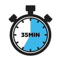 35 Minutes Timer Icon, Modern Flat Design. Clock, Stopwatch, Chronometer Showing thirty five Minutes Label. Cooking time, Countdown Indication. vector