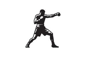 A silhouette of a boxer in action vector