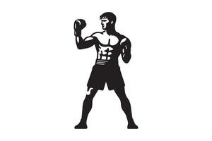 A silhouette of a man in boxing gear vector