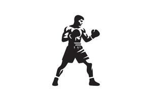 A silhouette of a boxer in boxing stance vector