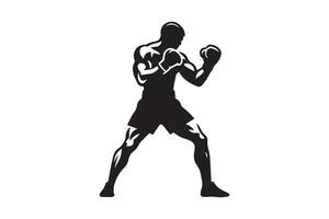 A silhouette of a boxer in a boxing stance vector