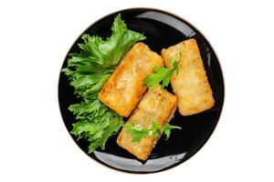 fish sticks fish in batter fresh meal food snack on the table copy space food background rustic top view Pescetarian diet photo