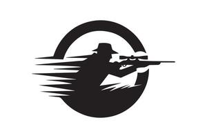 A silhouette of a man with a rifle in the wind vector
