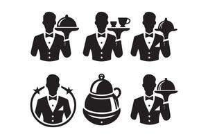 A set of icons depicting waiters and waitresses vector