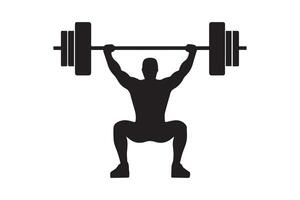 A silhouette of a man lifting a barbell vector