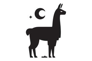 Llama with moon and stars illustration vector