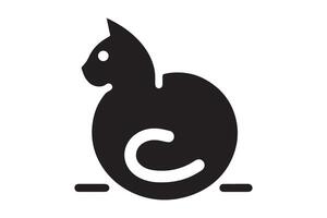 A black and white cat icon on a white background vector