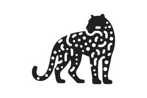 A black and white silhouette of a leopard vector