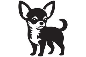 A black and white chihuahua dog on a white background vector