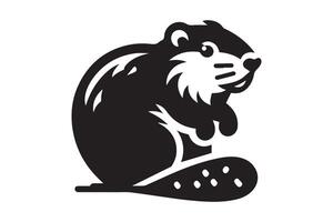 A black and white illustration of a beaver vector