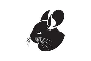 A black and white silhouette of a rabbit's head vector