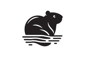 A black and white logo of a beaver vector