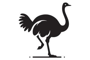 An ostrich silhouette is shown on a white background vector