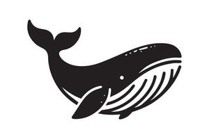 A black and white whale icon on a white background vector
