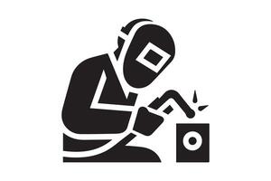 Welder icon, black and white, isolated on white background vector