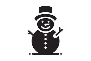 A black and white snowman icon on a white background vector