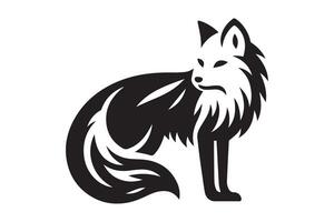 A black and white image of a fox vector