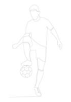 Continuous one line a Man With Soccer Ball. vector