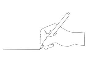 continuous line drawing of hand drawing line with pen on a table. vector