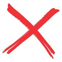 Grunge red cross shape letter x design element vector