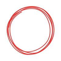 Hand drawn red highlight frame, grunge circular shape, sketch design element vector