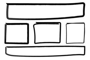 Set of hand drawn black frame design elements, grunge frames, doodle scribble shapes vector