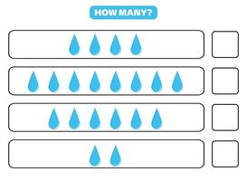 A water drop counting worksheet with the number of drops vector