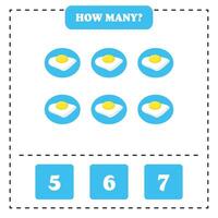 An egg counting game with numbers and eggs vector
