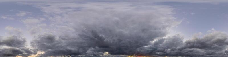 Overcast sky panorama on rainy day with Nimbostratus clouds in seamless spherical equirectangular format. Full zenith for use in 3D graphics, game and for aerial drone 360 degree panorama as sky dome. photo