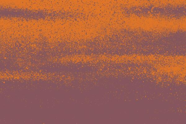 Distress grain background with orange color. Sand effect with vibrant colors. Grunge texture formed from small particles of dust .