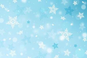 Snowy abstract background with frame made from snowflakes. Beautiful falling snowflake vector