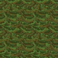 Camouflage pixel pattern for hunting in green colors. Nature pixel art pattern for hunting clothing. Military texture. vector