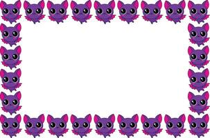 Beautiful fluffy bat, purple with pink tones, for textured backgrounds, frame vector